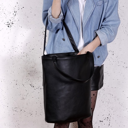 Shopper XL torba czarna na zamek hairoo