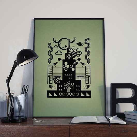 Pszczoła warszawska, Serigrafia, 50x70 cm Warsaw Birds