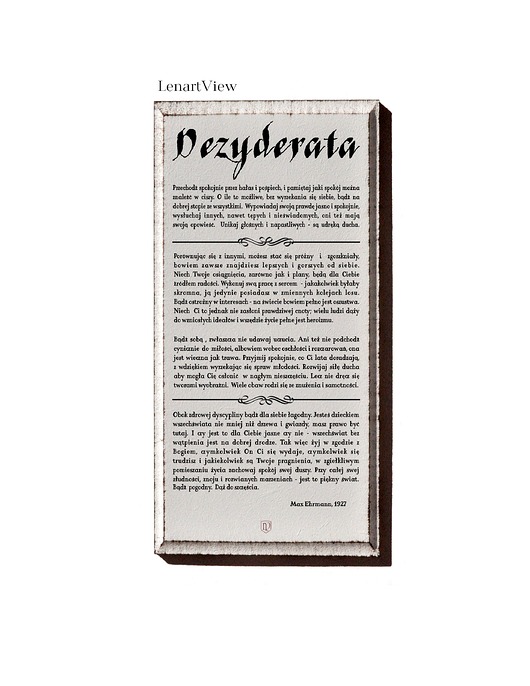 grafiki i ilustracje Tabliczka drewniana dezyderata