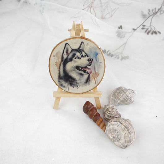 inne Brzozowy obrazek - husky