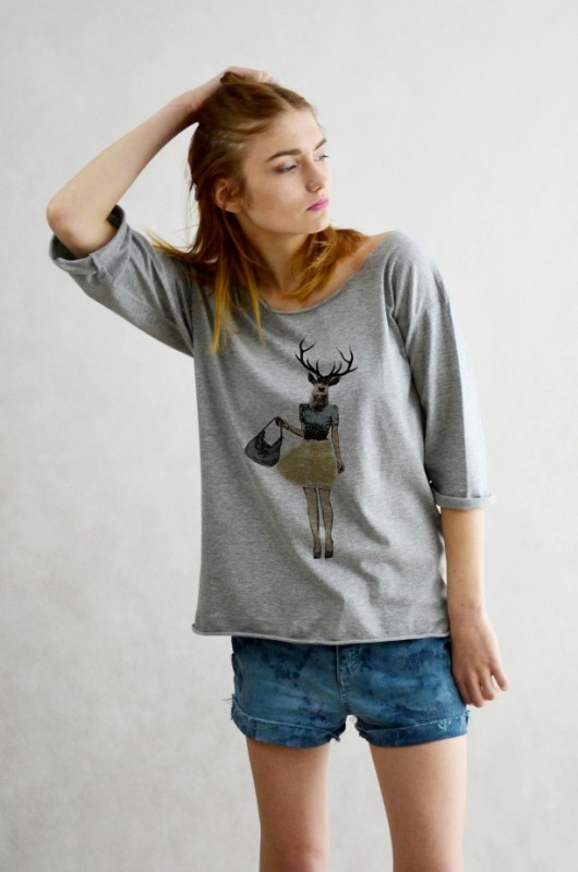 DEER FEMALE - oversize 3/4 szary GAU great as You