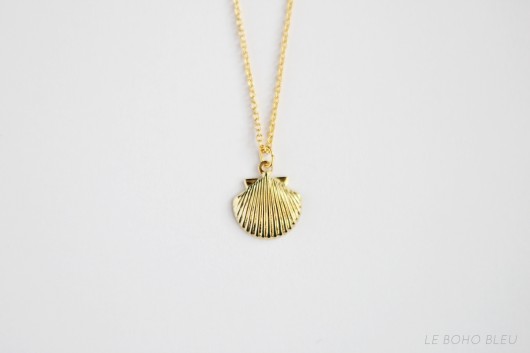 16k Gold Plated Shell Necklace Le Boho Bleu