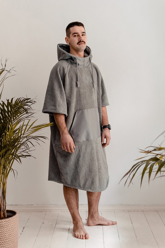 moda - inne Ponczo plażowe surferskie, ręcznik POPIEL men