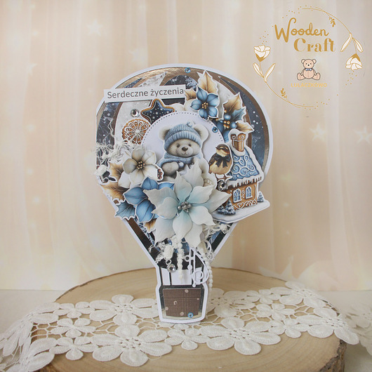 kartki scrapbooking Kartka balonik, prezent na urodziny roczek chrzest  "JollySeason"GOTOWA