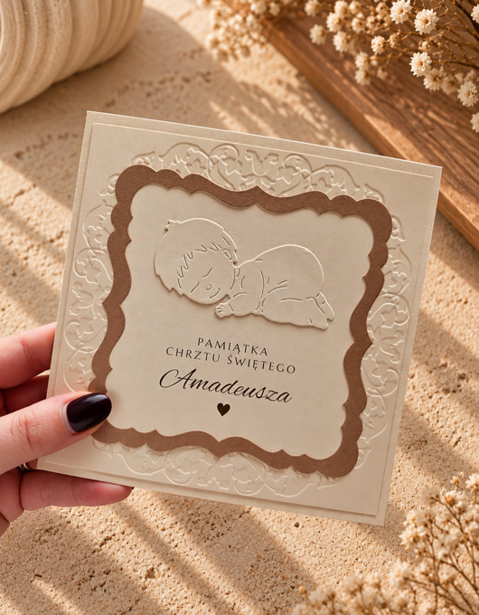 kartki scrapbooking Kartka na Chrzest Święty z kieszonką na pieniądze  TERRA