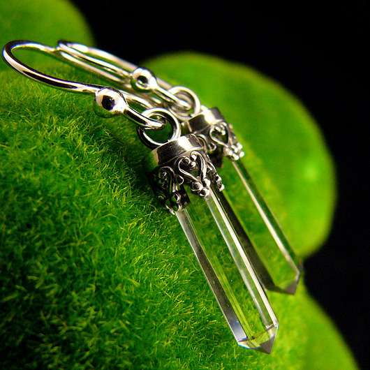 kolczyki z kamieniami Kolczyki Bali Bali - Kryształ Górski Srebro Sople