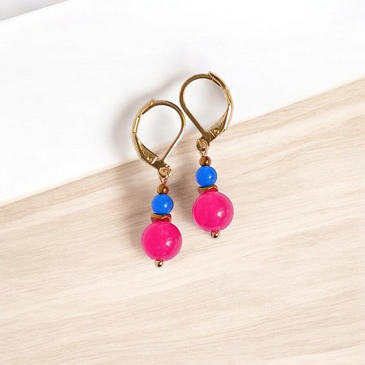 kolczyki z kamieniami SUMMER COLLECTION : drobne kolczyki : kolorowy jadeit I