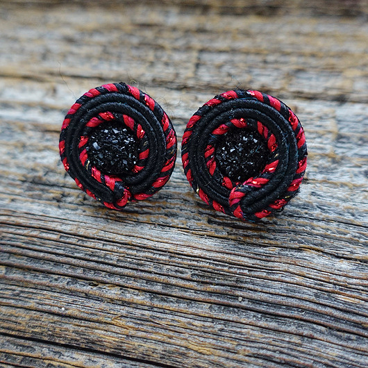 kolczyki soutache Czarno- czerwone kolczyki soutache