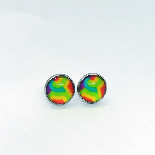 kolczyki szklane Kolczyki - Kolorowe, tęczowe - małe