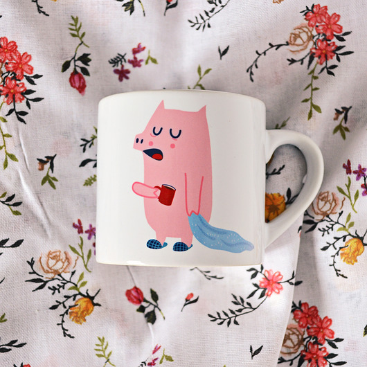 kubki Śpiąca świnka z kocykiem- kubek 200 ml