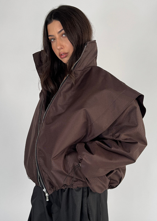 kurtki damskie Parachute oversize bomber jacket praline