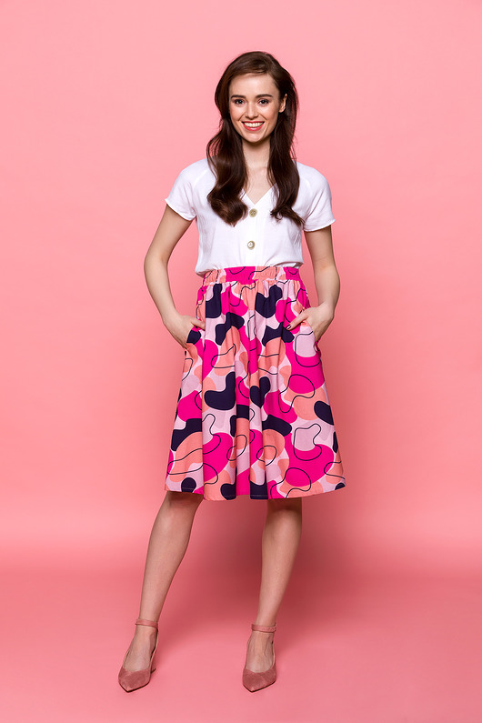 spódnice midi Spódnica Kolorowe Plamy