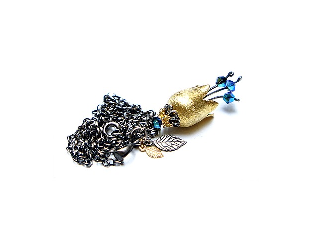 wisiory Dzwonek /metalic blue/  naszyjnik