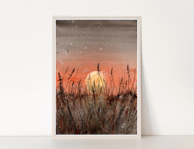 obrazy Oryginalna akwarela. Łąka A4