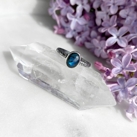 pierścionki srebrne Niebo nocą - srebrny pierścionek z labradorytem