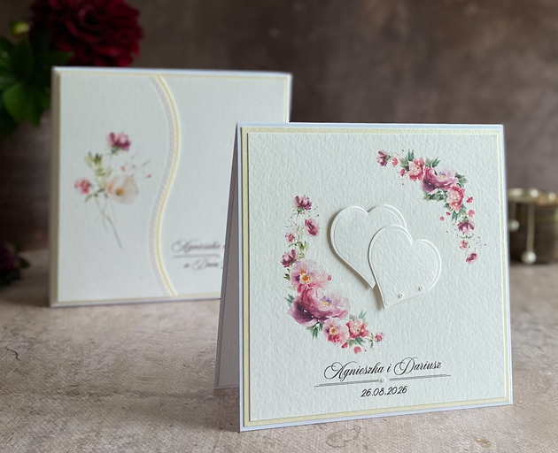 zaproszenia i kartki na ślub Kartka  ślubna z pudełkiem i kopertą, WP 34C