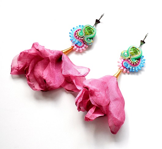 kolczyki soutache Sutaszowe kolczyki  ROSE