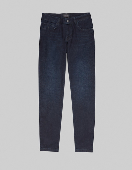 spodnie męskie Spodnie jeansowe paterno granatowy classic fit