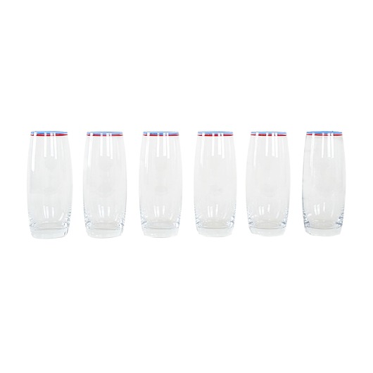 szklanki i kieliszki Komplet sześciu szklanek, włoski design, lata 70, produkcja: Włochy