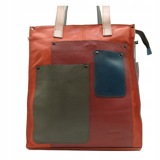 torby na ramię Torebka damska na ramię, shopper, duża, pojemna, mieści A4 skórzana OLIVKA