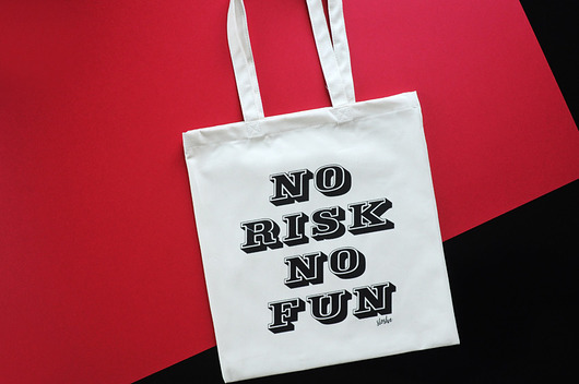 No risk no fun,  bawełniana torba Sowia Aleja