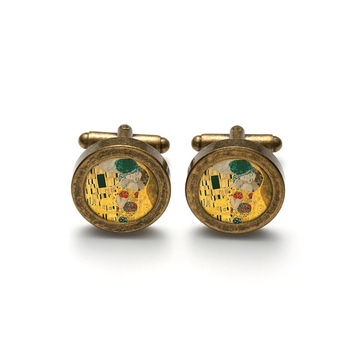 spinki do mankietów Eleganckie spinki do mankietów POCAŁUNEK KISS GUSTAV KLIMT OBRAZ SZTUKA
