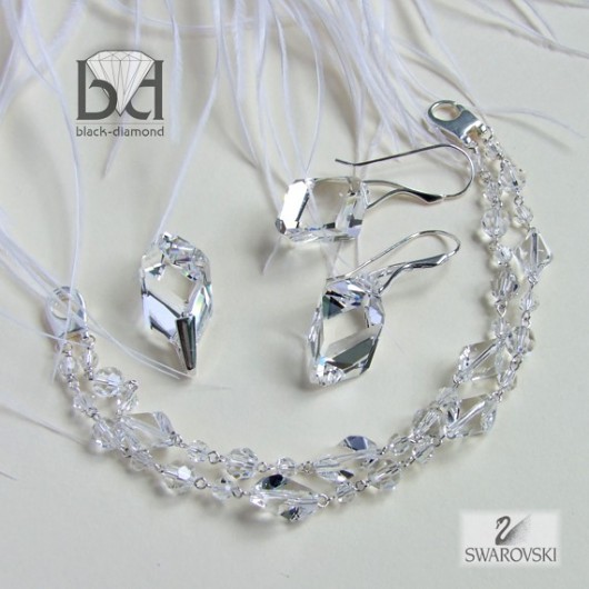 Komplet kryształ Swarovski Black Diamond