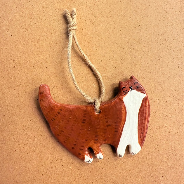 ozdoby choinkowe Ceramiczna zawieszka na choinkę Kotek