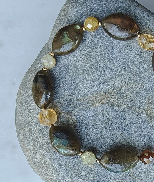 bransoletki z kamieni naturalnych Bransoletka z labradorytem i kianitem