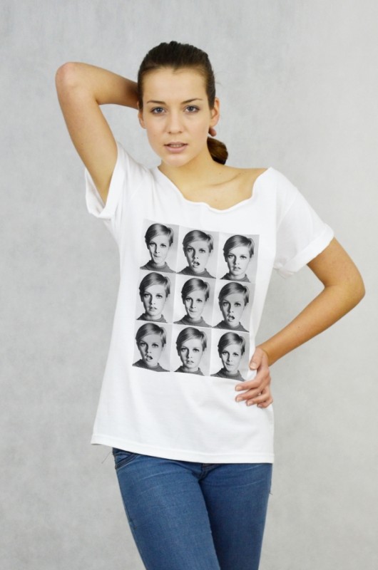 TWIGGY PORTRAIT - Koszulka Oversize szeroki deko GAU great as You