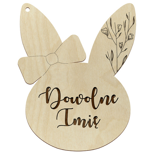 ozdoby wielkanocne Drewniany Zajączek Zając na Wielkanoc Zawieszka Bombka z IMIENIEM Dziecka