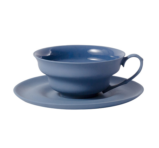 kubki i filiżanki Filiżanka  XL ze spodkiem / niebieska porcelana