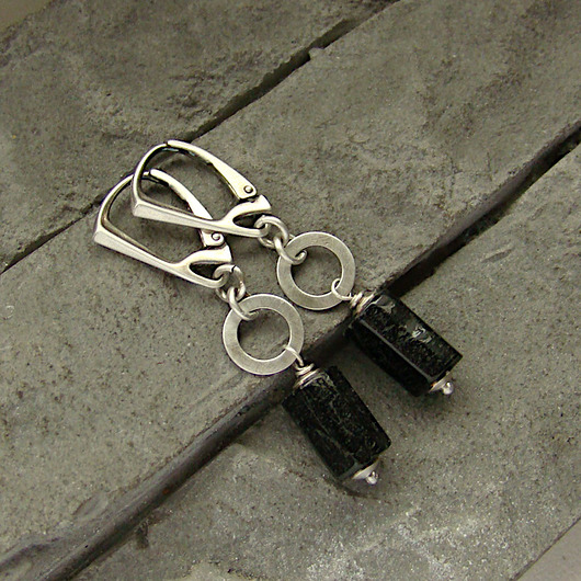 kolczyki z kamieniami Kolczyki Czarny turmalin