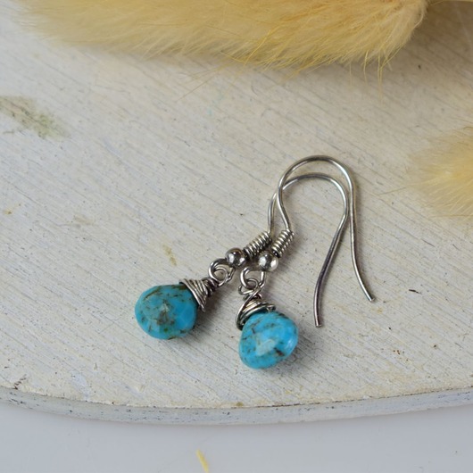 kolczyki z kamieniami Turkus krople - srebrne kolczyki