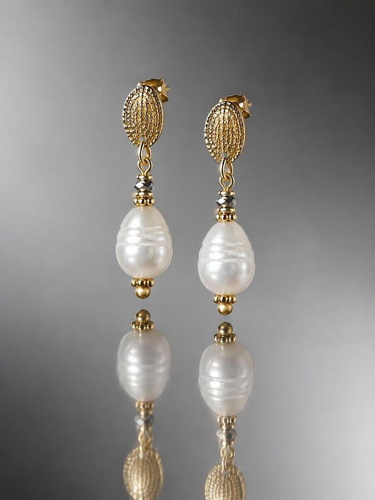 kolczyki pozłacane Kolczyki pozłacane Pearls [white] perły vol. 27 