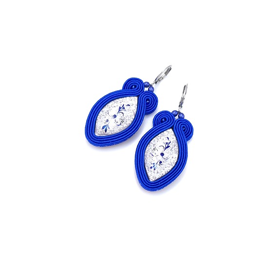 kolczyki soutache Kolczyki sutasz niebieskie handmade z glinki małe lekkie codzienne Resina