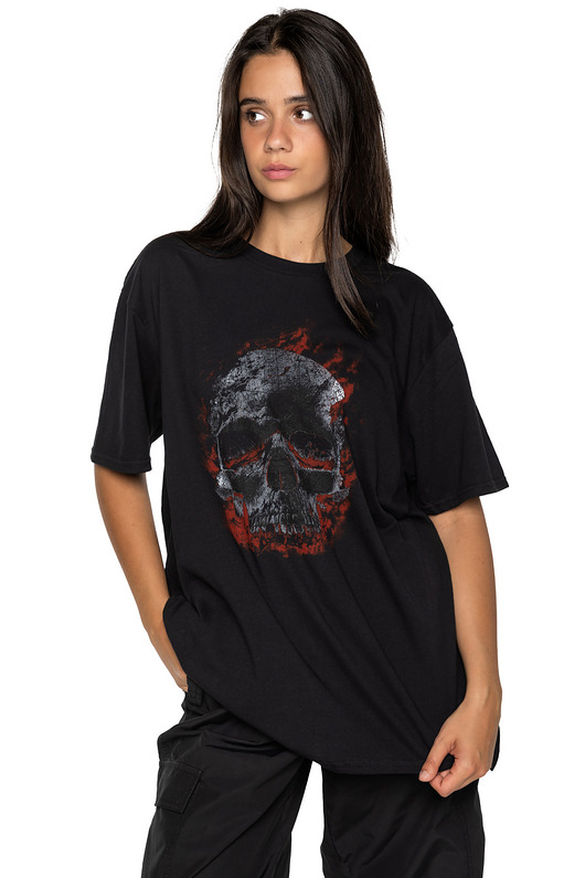 t-shirt damskie Koszulka loose fit UNDERWORLD Skull in fire