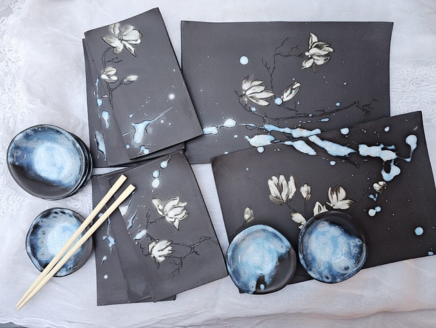 patery i talerze Zestaw do sushi dla 6 osób z dwoma paterami