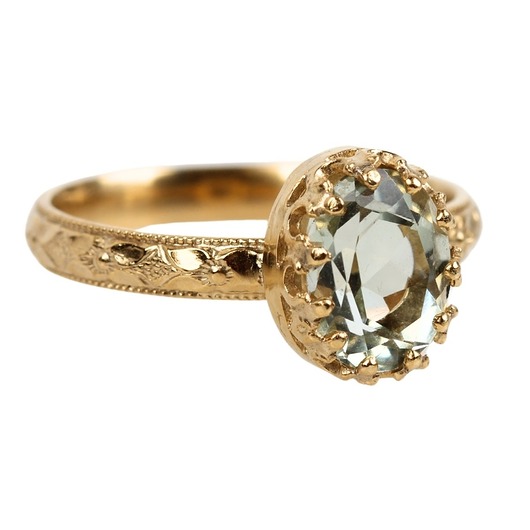 pierścionki złote Złoty pierścionek Beau z zielonym ametystem r.17