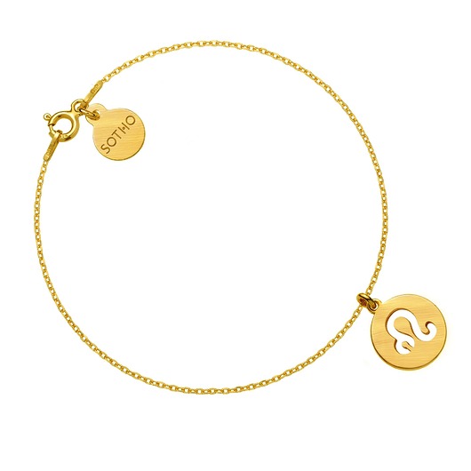 srebrne naszyjniki Złota matowa bransoletka z zodiakiem Lwa