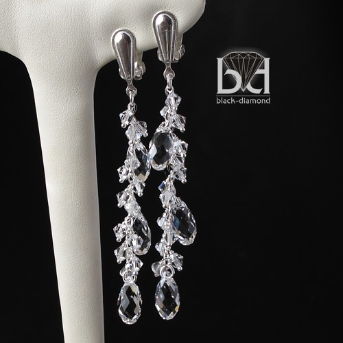 Klipsy - gronka kryształ Swarovski Black Diamond