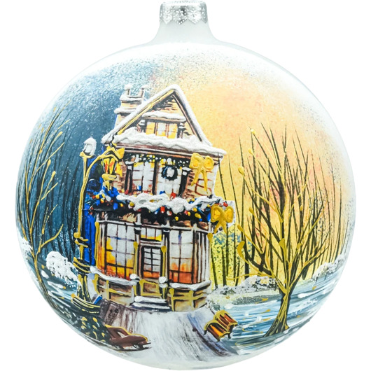 ozdoby choinkowe Bombka okrągła: Zimowy domek ze stojakiem