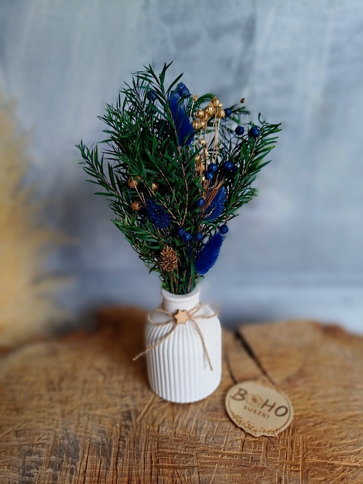 dekoracje świąteczne Zestaw upominkowy na Boże Narodzenie - wazonik z bukietem