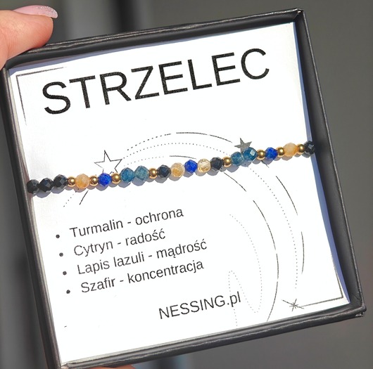 bransoletki złote STRZELEC bransoletka zodiakalna na gumce