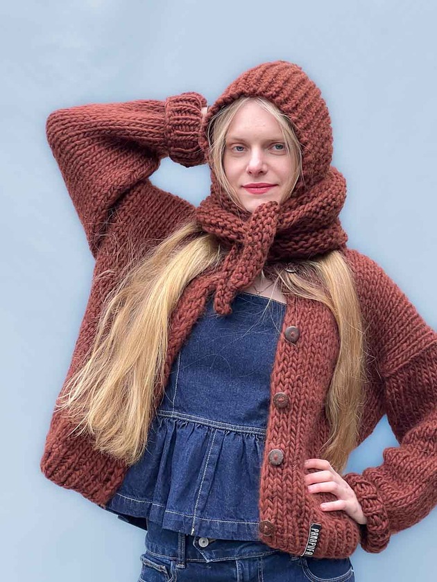czapki damskie 100% MERINO szaliko kaptur