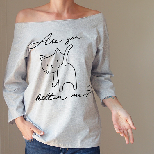 Are you kittin me Oversize szary długi ONE MUG A DAY