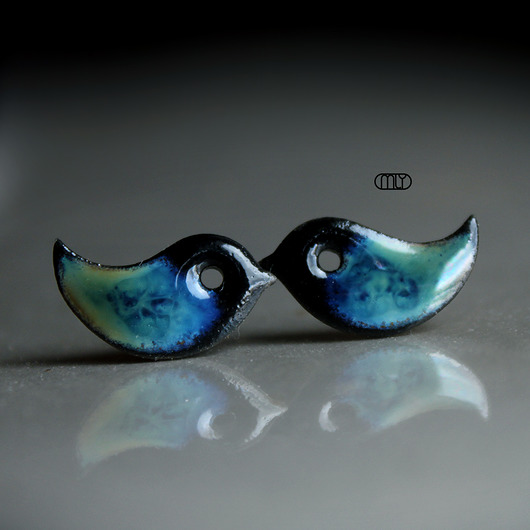 kolczyki ceramiczne Ptaszki /stal chirurgiczna/