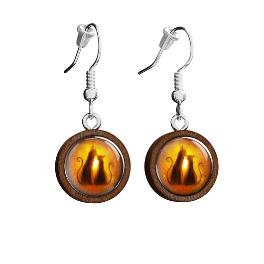 kolczyki drewniane Kolczyki drewniane - Kotki - wiszące