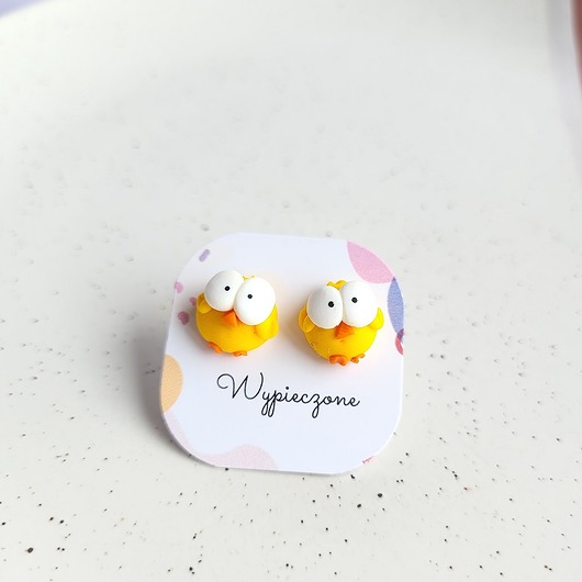 kolczyki z masy plastycznej Sztyfty kurczaczki