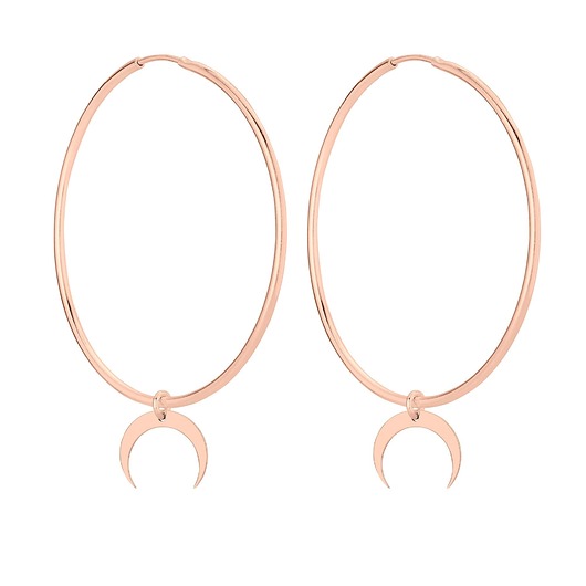 kolczyki srebrne Kolczyki duże koła z księżycami różowym złocie